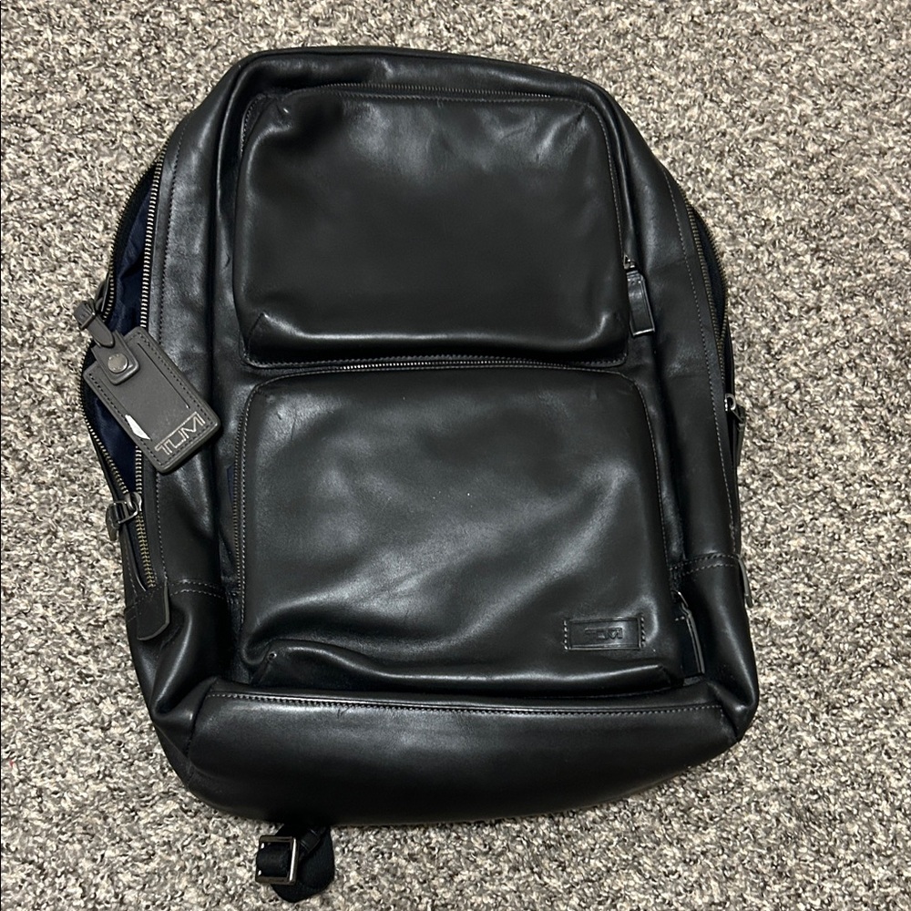 Tumi Black Leather Men's Backpack